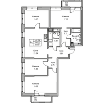 108,2 м², 4-комн. квартира, 5/23 этаж