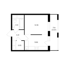 Продажа 1-комнатной квартиры 34,4 м², 21/24 этаж