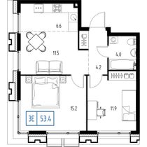 53,4 м², 3-комн. квартира, 3/9 этаж