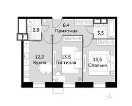 Продажа 2-комнатной квартиры 54 м², 4/22 этаж
