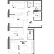 Продажа 3-комнатной квартиры 98,3 м², 5/18 этаж