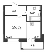 Продажа квартиры-студии 29,6 м², 5/20 этаж