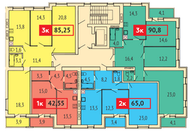 85,3 м², 3-комн. квартира, 2/9 этаж