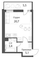 Продажа квартиры-студии 30,9 м², 2/14 этаж