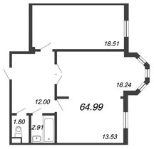 Продажа 2-комнатной квартиры 64,2 м², 3/7 этаж