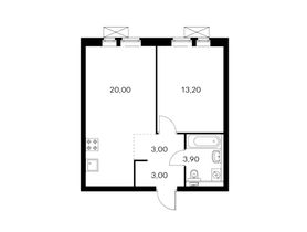Продажа 1-комнатной квартиры 43,1 м², 24/33 этаж