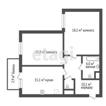 Продажа 2-комнатной квартиры 65,3 м², 6/15 этаж