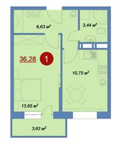 Продажа 1-комнатной квартиры 36,3 м², 14/17 этаж