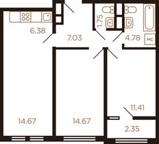 Продажа 3-комнатной квартиры 63 м², 3/8 этаж