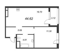 Продажа 1-комнатной квартиры 44,6 м², 4/8 этаж