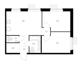 Продажа 2-комнатной квартиры 54,3 м², 20/25 этаж
