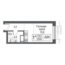 Продажа квартиры-студии 23,8 м², 11/53 этаж