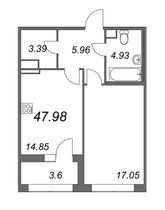 Продажа 1-комнатной квартиры 48 м², 6/8 этаж
