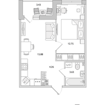Продажа 1-комнатной квартиры 40 м², 1/14 этаж