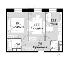 Продажа 2-комнатной квартиры 52,2 м², 20/22 этаж