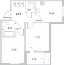 Продажа 2-комнатной квартиры 51,3 м², 1/4 этаж