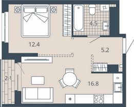 41 м², 1-комн. квартира, 4/23 этаж