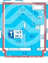 30,2 м², 1-комн. квартира, 4/4 этаж