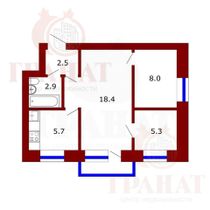 41,8 м², 3-комн. квартира, 2/4 этаж