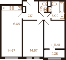 Продажа 3-комнатной квартиры 63,2 м², 2/8 этаж