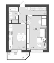Продажа 1-комнатной квартиры 41 м², 4/9 этаж