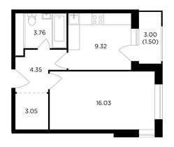 Продажа 1-комнатной квартиры 38 м², 23/25 этаж