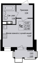 Продажа квартиры-студии 22,6 м², 2/6 этаж