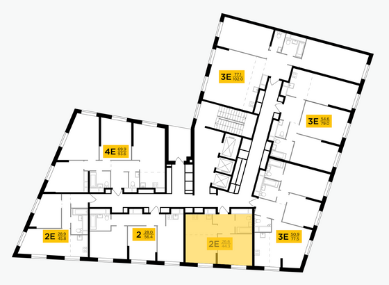 Продажа 2-комнатной квартиры 44 м², 26/30 этаж