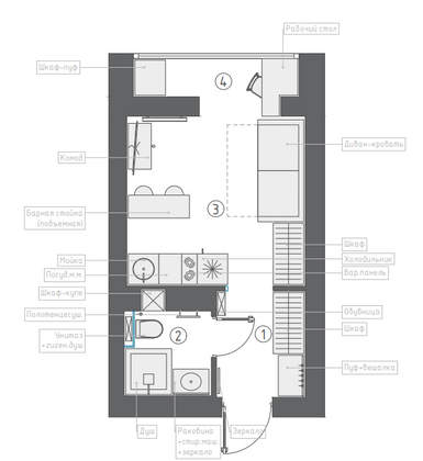 Продажа квартиры-студии 18,7 м², 4/8 этаж