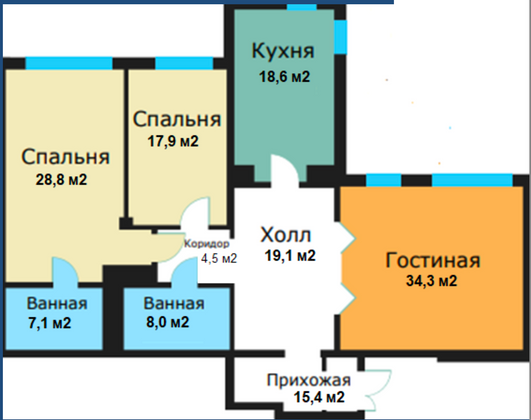 Продажа 3-комнатной квартиры 154 м², 2/20 этаж