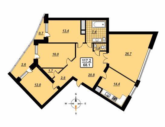 Продажа 4-комнатной квартиры 117,2 м², 5/23 этаж