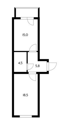 Продажа 1-комнатной квартиры 42,1 м², 5/5 этаж