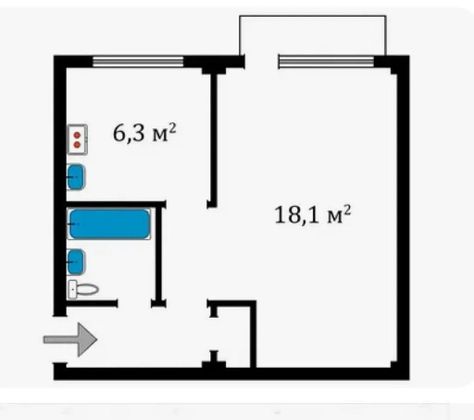 Продажа 1-комнатной квартиры 31,6 м², 2/5 этаж