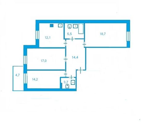 Продажа 3-комнатной квартиры 83,2 м², 6/12 этаж