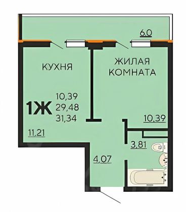 Продажа 1-комнатной квартиры 36 м², 7/8 этаж