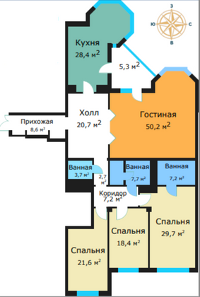 Продажа многокомнатной квартиры 211 м², 3/20 этаж