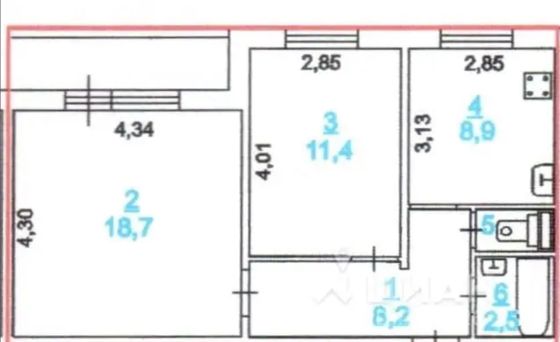 Продажа 2-комнатной квартиры 50,7 м², 2/5 этаж