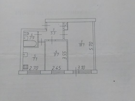 Продажа 2-комнатной квартиры 42,7 м², 3/5 этаж