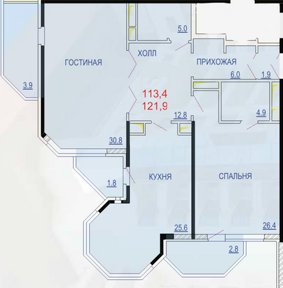 Продажа 3-комнатной квартиры 122 м², 9/20 этаж