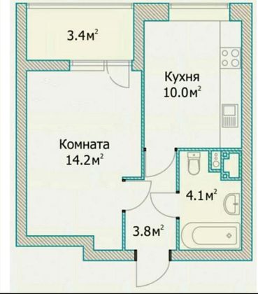 Продажа 1-комнатной квартиры 34 м², 3/17 этаж