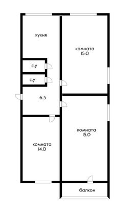 Продажа 3-комнатной квартиры 63 м², 3/5 этаж