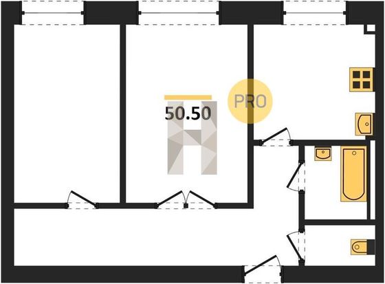 Продажа 2-комнатной квартиры 50,5 м², 1/3 этаж