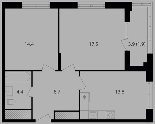 Продажа 2-комнатной квартиры 60,6 м², 14/20 этаж