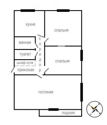 Продажа 3-комнатной квартиры 59,3 м², 3/9 этаж