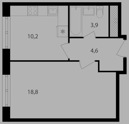 Продажа 1-комнатной квартиры 37,5 м², 18/20 этаж