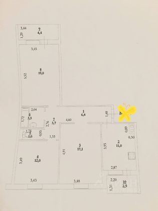 Продажа 3-комнатной квартиры 74,3 м², 6/10 этаж