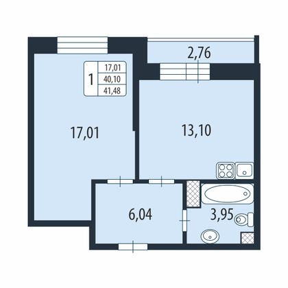 Продажа 1-комнатной квартиры 41 м², 19/24 этаж