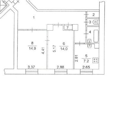 Продажа 2-комнатной квартиры 56 м², 2/7 этаж