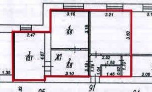 Продажа 3-комнатной квартиры 44 м², 7/9 этаж