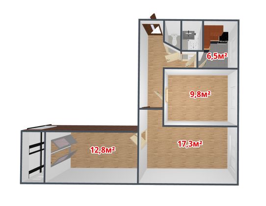 Продажа 3-комнатной квартиры 59,4 м², 3/5 этаж